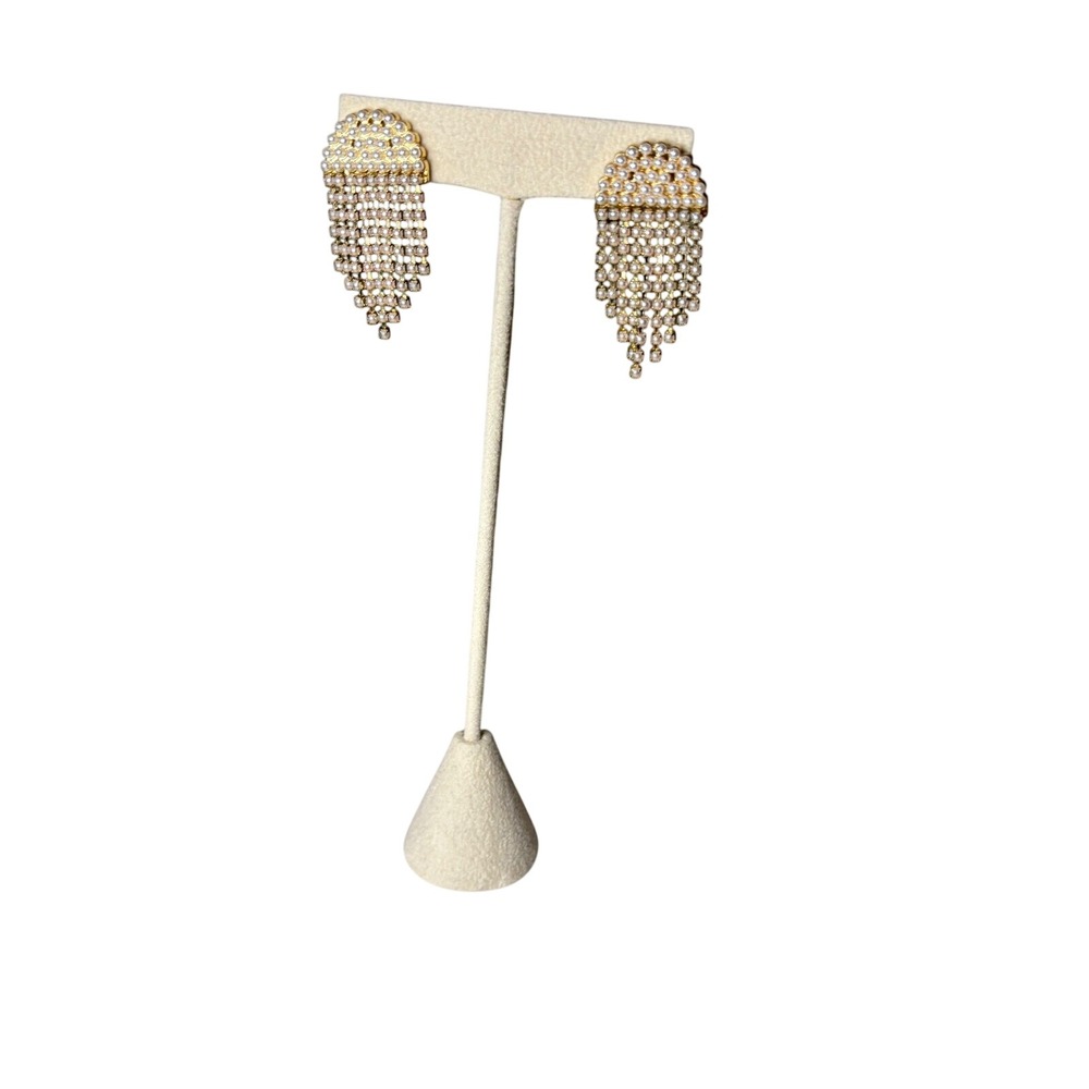 Sugarfix by BaubleBar Gold Faux Pearl Fringe Statement Drop Earrings Post Back